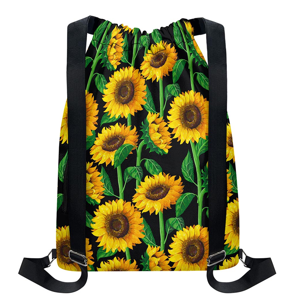 Sunflower Pattern Print Drawstring Backpack