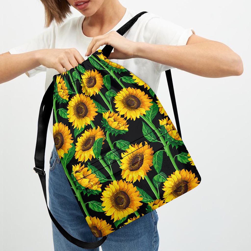 Sunflower Pattern Print Drawstring Backpack