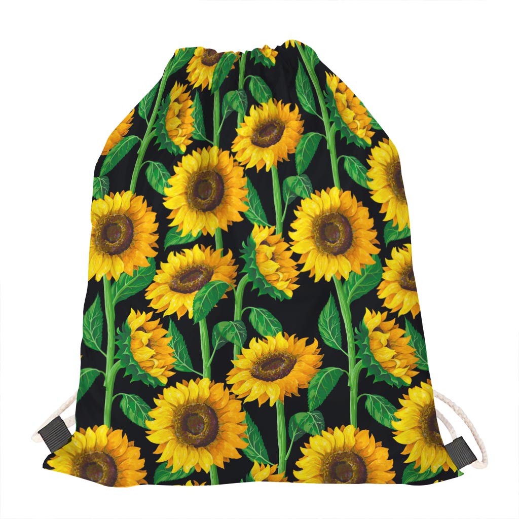 Sunflower Pattern Print Drawstring Bag