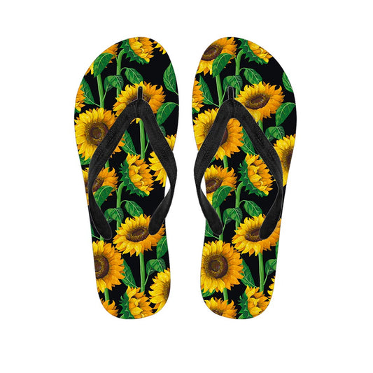 Sunflower Pattern Print Flip Flops