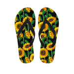 Sunflower Pattern Print Flip Flops