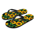 Sunflower Pattern Print Flip Flops