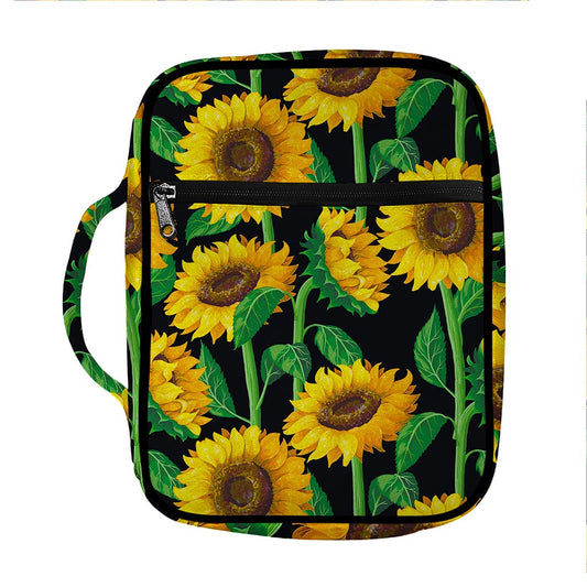 Sunflower Pattern Print Front Pocket Bible Bag