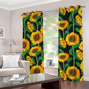 Sunflower Pattern Print Grommet Curtains