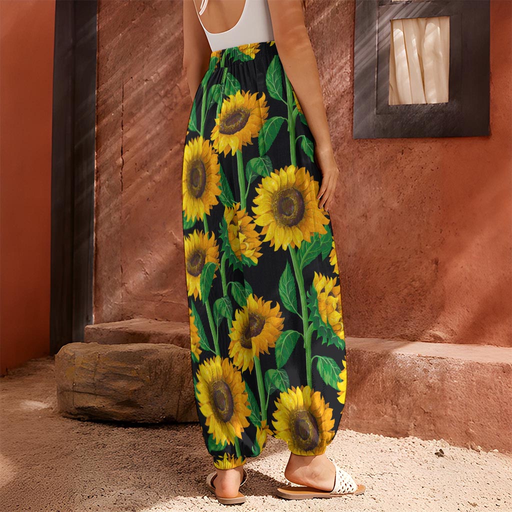 Sunflower Pattern Print Harem Pants