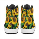 Sunflower Pattern Print High Top Leather Sneakers