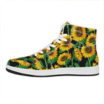 Sunflower Pattern Print High Top Leather Sneakers