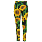Sunflower Pattern Print High-Waisted Pocket Leggings