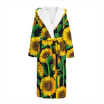Sunflower Pattern Print Hooded Bathrobe