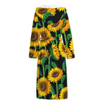 Sunflower Pattern Print Hooded Bathrobe