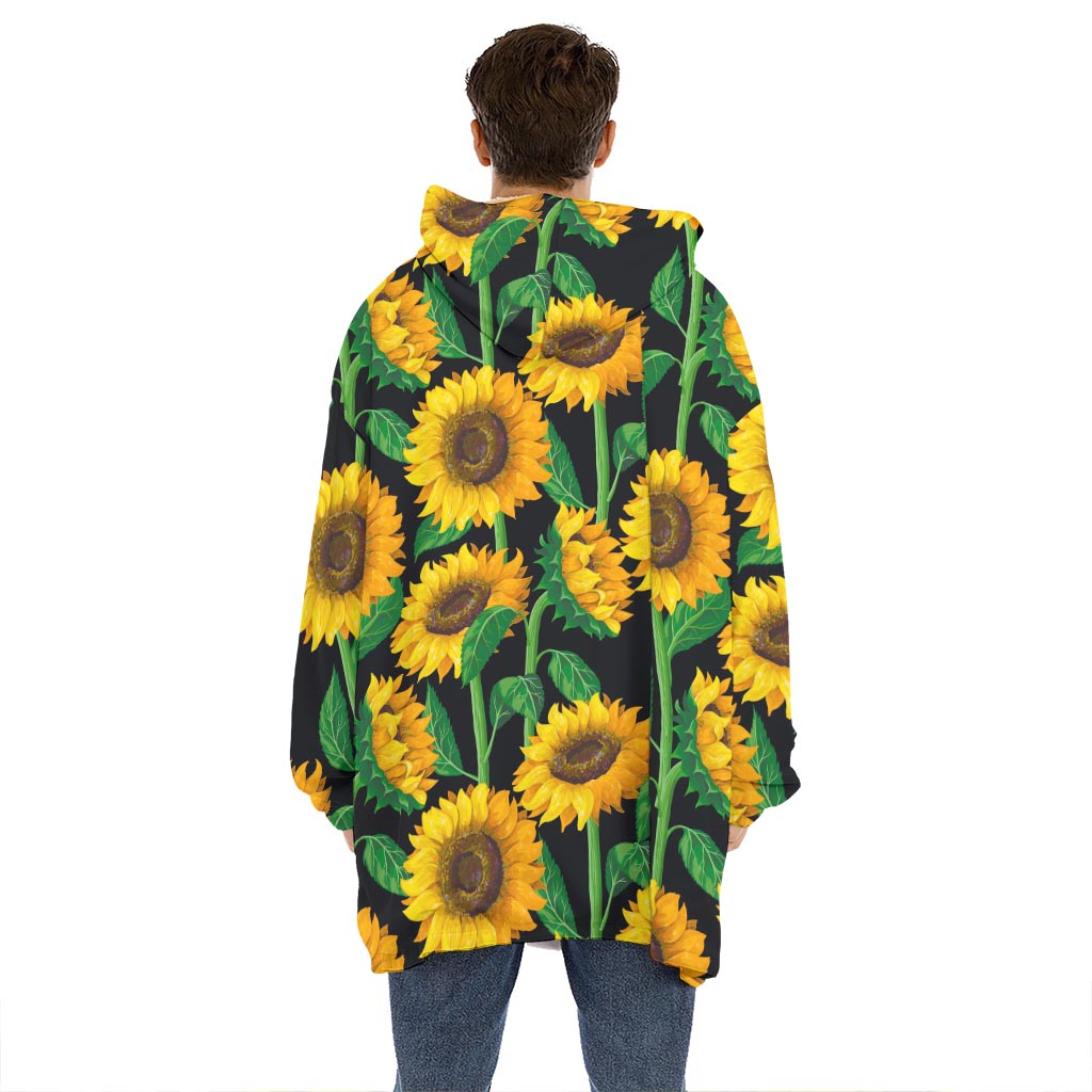 Sunflower Pattern Print Hoodie Blanket