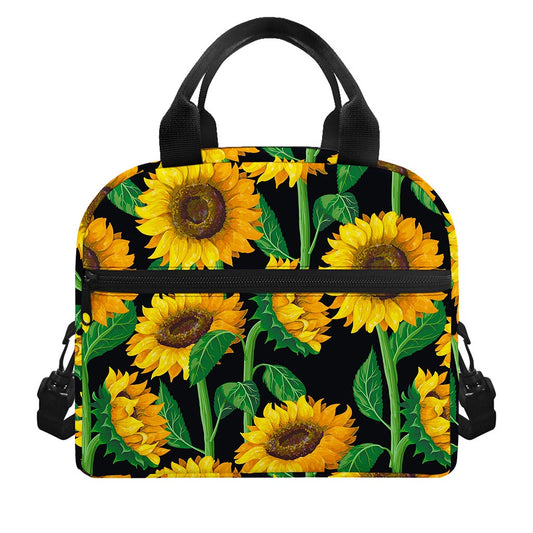 Sunflower Pattern Print Insulated Lunch Bag