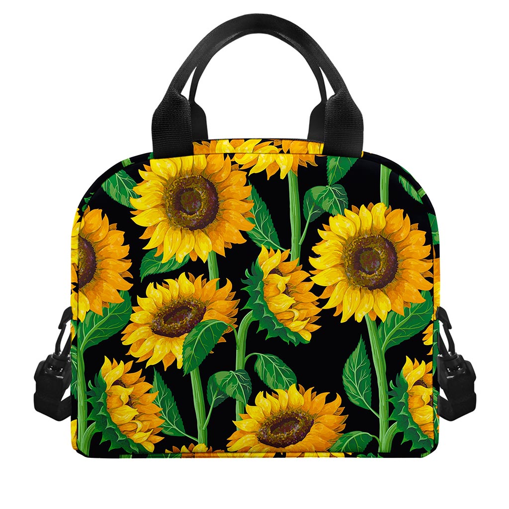 Sunflower Pattern Print Insulated Lunch Bag