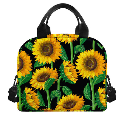 Sunflower Pattern Print Insulated Lunch Bag