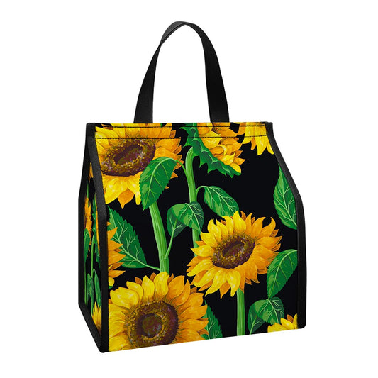 Sunflower Pattern Print Insulated Lunch Tote