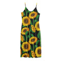 Sunflower Pattern Print Jersey Midi Cami Dress