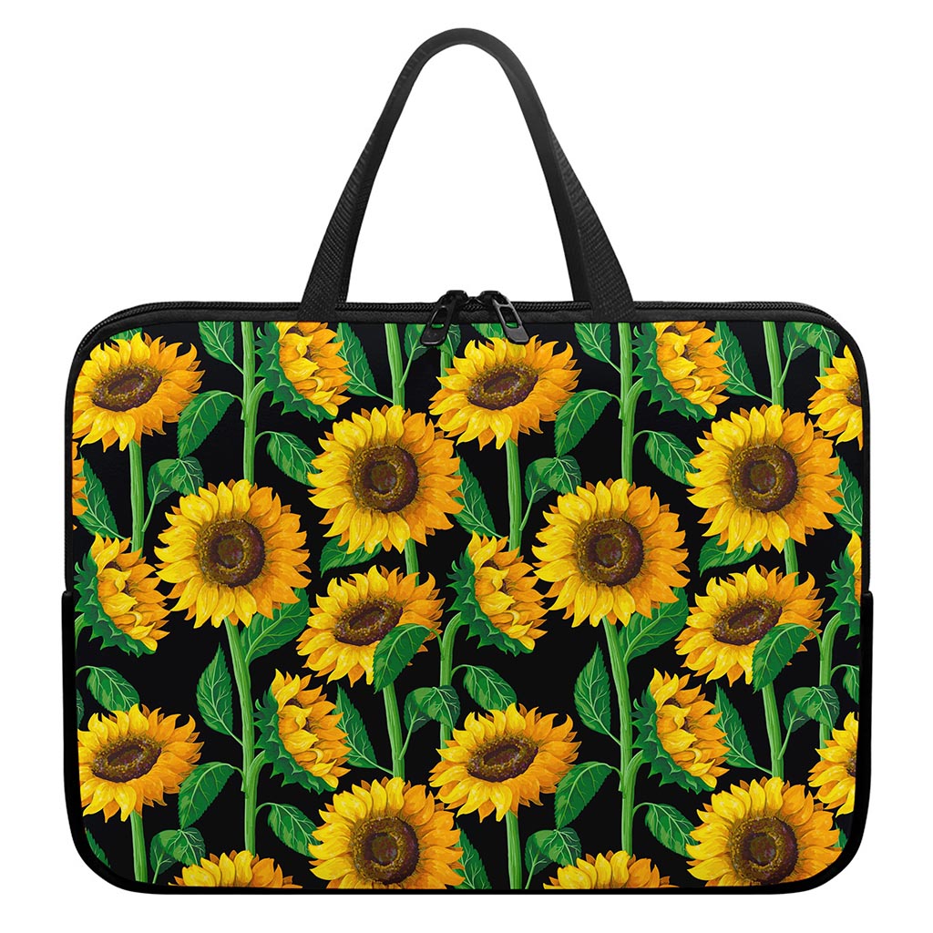 Sunflower Pattern Print Laptop Sleeve With Handle