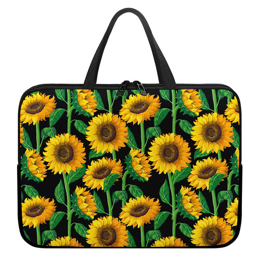 Sunflower Pattern Print Laptop Sleeve With Handle