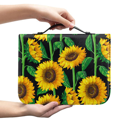 Sunflower Pattern Print Leather Bible Cover