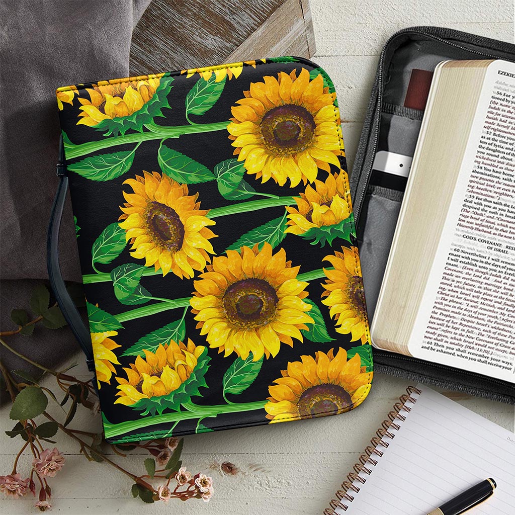 Sunflower Pattern Print Leather Bible Cover