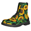 Sunflower Pattern Print Lace-Up Boots