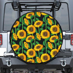 Sunflower Pattern Print Leather Spare Tire Cover