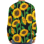 Sunflower Pattern Print Long Sleeve Baseball Jersey