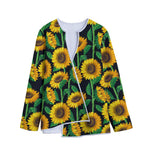 Sunflower Pattern Print Long Sleeve Short Coat