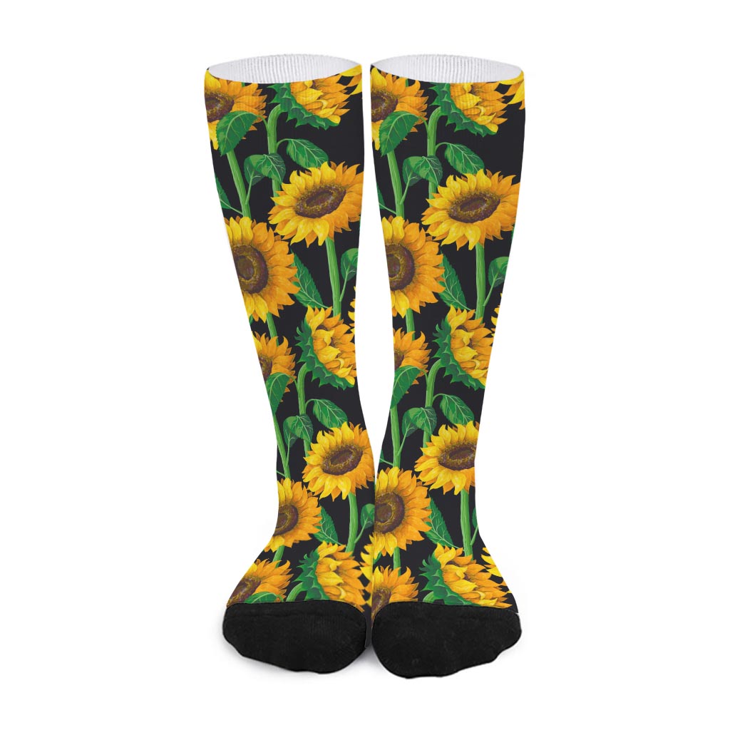 Sunflower Pattern Print Long Socks