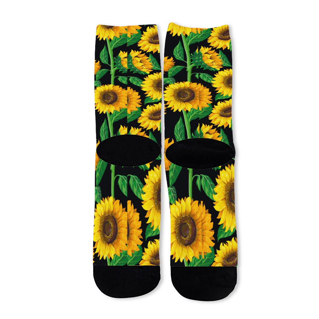 Sunflower Pattern Print Long Socks