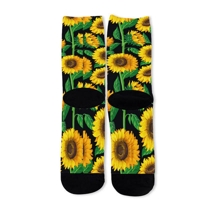 Sunflower Pattern Print Long Socks