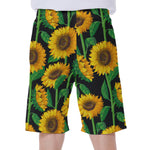 Sunflower Pattern Print Men's Beach Shorts