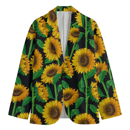 Sunflower Pattern Print Men's Blazer
