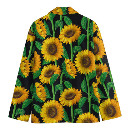 Sunflower Pattern Print Men's Blazer