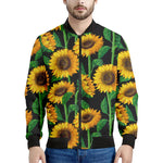 Sunflower Pattern Print Men's Bomber Jacket