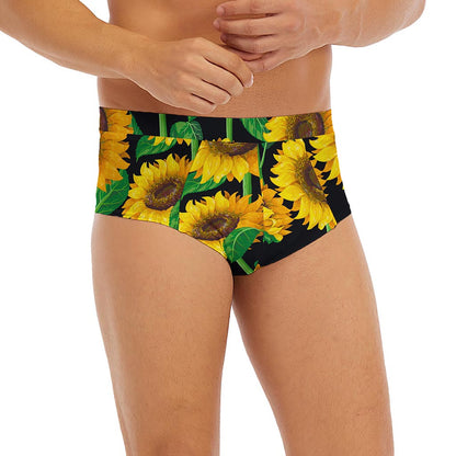 Sunflower Pattern Print Men's Briefs