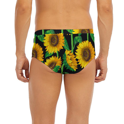 Sunflower Pattern Print Men's Briefs