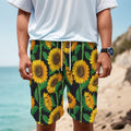 Sunflower Pattern Print Men's Cargo Shorts