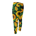 Sunflower Pattern Print Men's Compression Pants