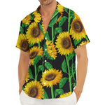 Sunflower Pattern Print Men's Deep V-Neck Shirt