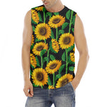 Sunflower Pattern Print Men's Fitness Tank Top