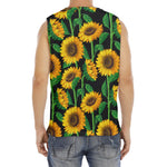 Sunflower Pattern Print Men's Fitness Tank Top