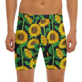 Sunflower Pattern Print Men's Long Boxer Briefs