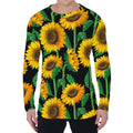 Sunflower Pattern Print Men's Long Sleeve T-Shirt