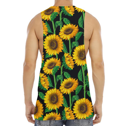 Sunflower Pattern Print Men's Muscle Tank Top