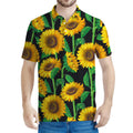Sunflower Pattern Print Men's Polo Shirt