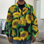 Sunflower Pattern Print Men's Shirt Jacket