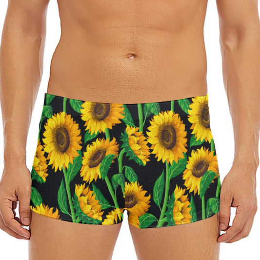 Sunflower Pattern Print Men's Short Boxer Briefs