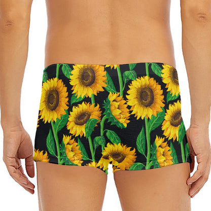 Sunflower Pattern Print Men's Short Boxer Briefs
