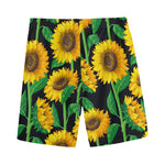 Sunflower Pattern Print Men's Sports Shorts